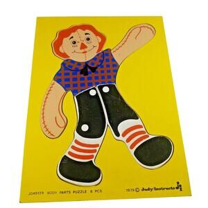 Judy Instructo Body Parts Wooden Board Puzzle 6 Piece Vintage Children's